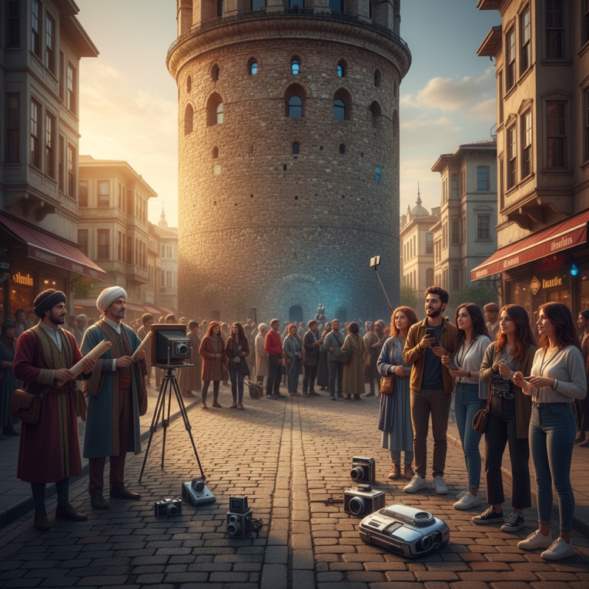 Galata Kulesi'nin İstanbul silüetindeki yüzyıllık duruşu, 2026'da bile geçmişin yansıması ve optik illüzyonlar sunarak izleyiciyi büyülüyor.