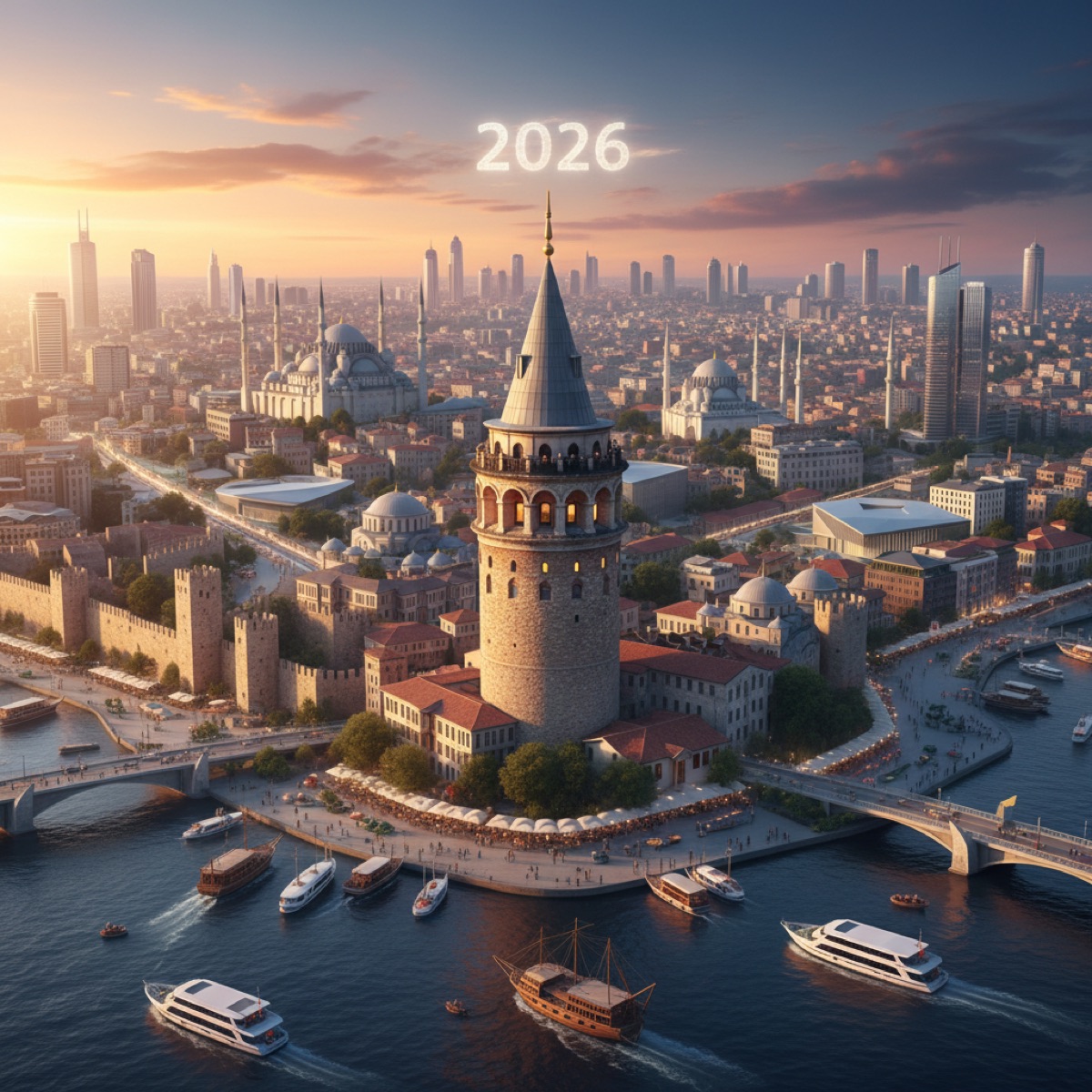 Galata Tower stands tall against a dramatic Istanbul sky, symbolizing centuries of resilience and its historical role in disaster and resistance, a testament to the city's enduring spirit in 2026. Focuses on 'galata kulesi afet tarihi'.