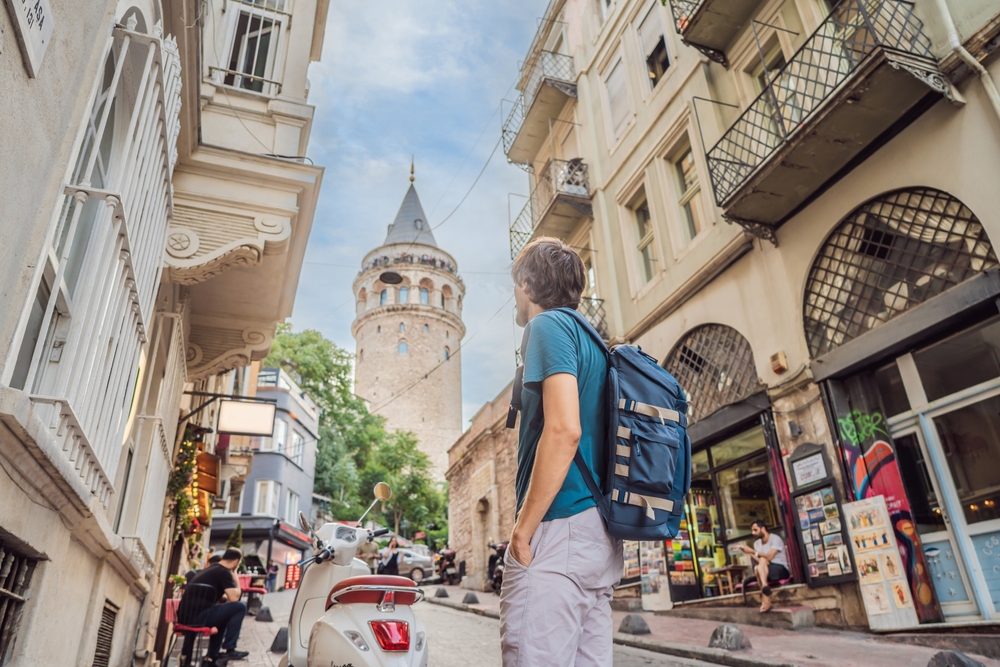The historic Galata neighborhood streets leading up to the tower
